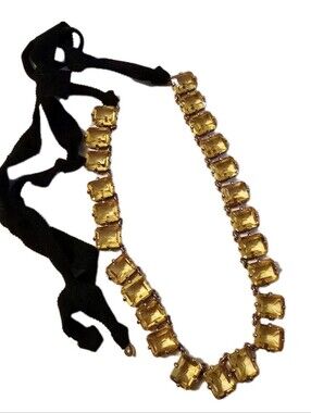 Vintage J Crew 90s y2k honey citrine crystal statement necklace